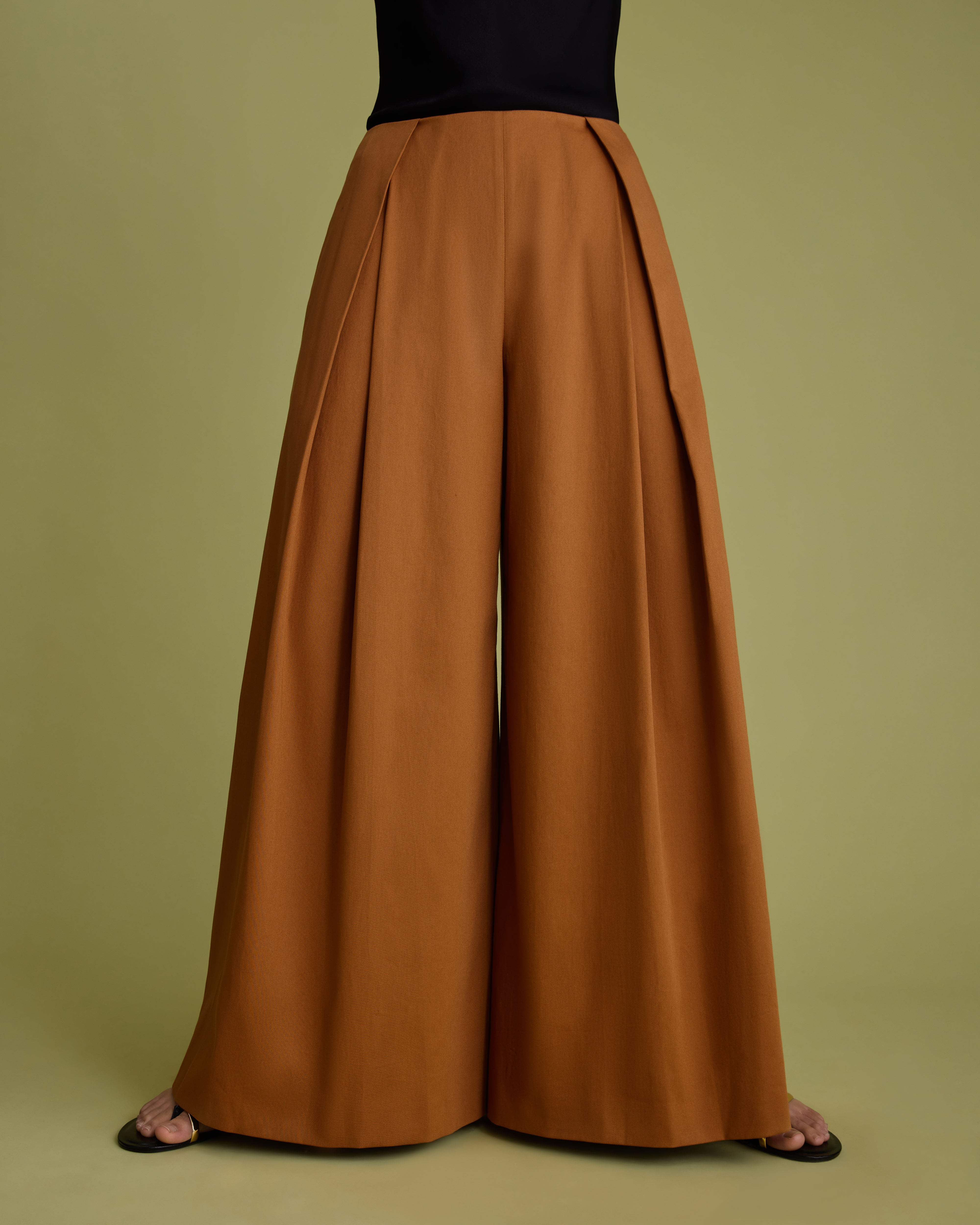 Deep Pleat Wide Leg Trousers
