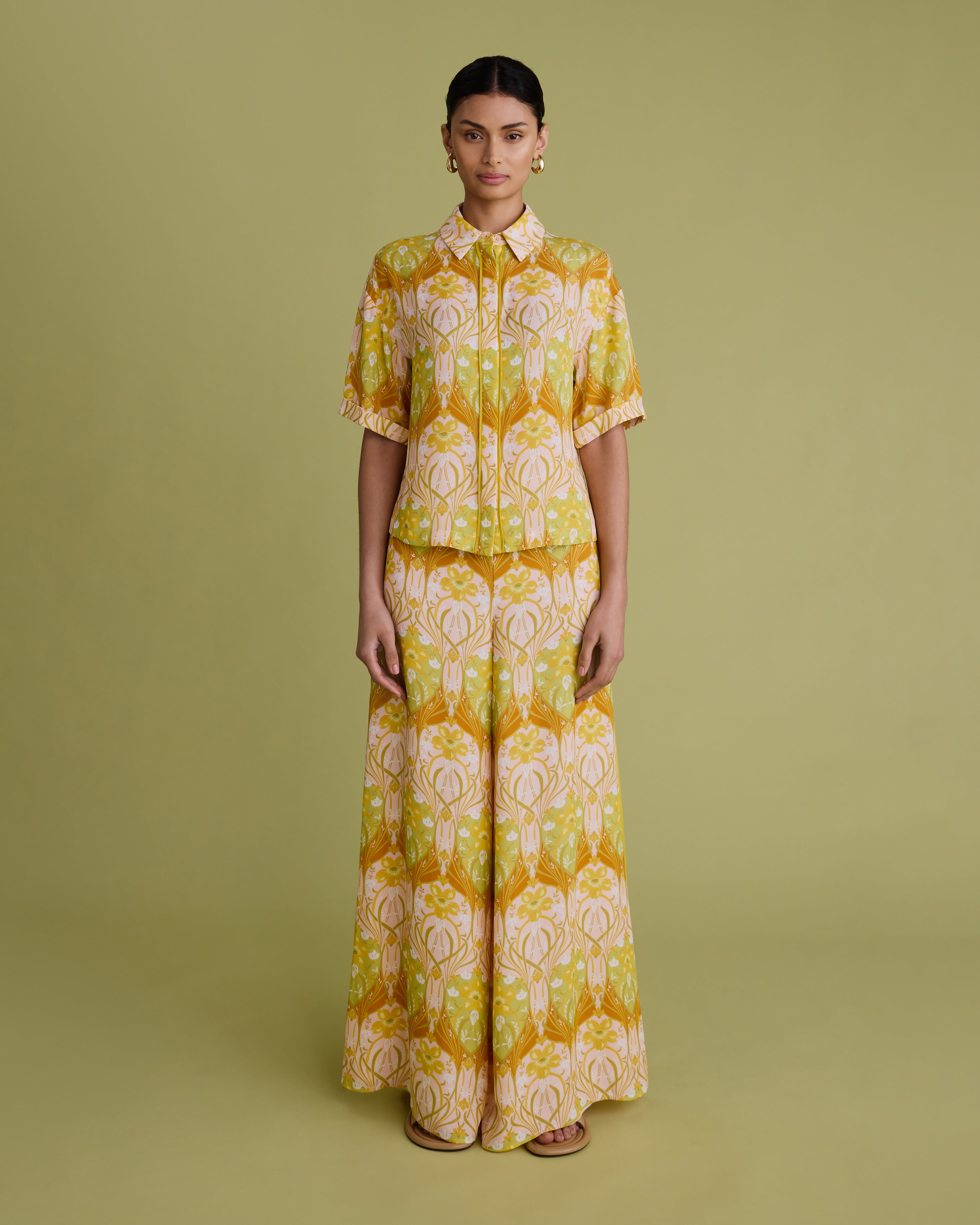 Printed Wide Leg Trousers