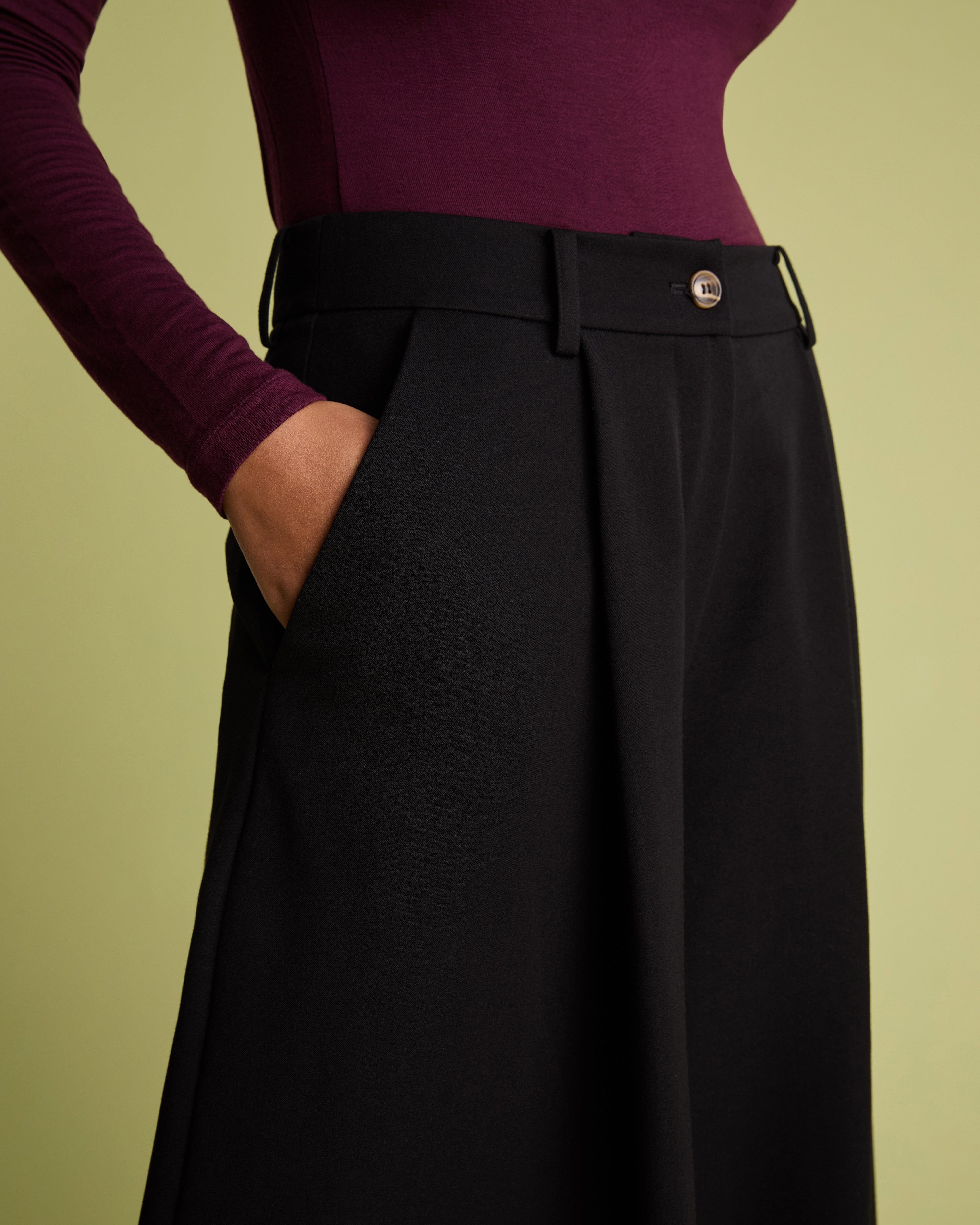 Black Wide Leg Crepe Tailored Trousers