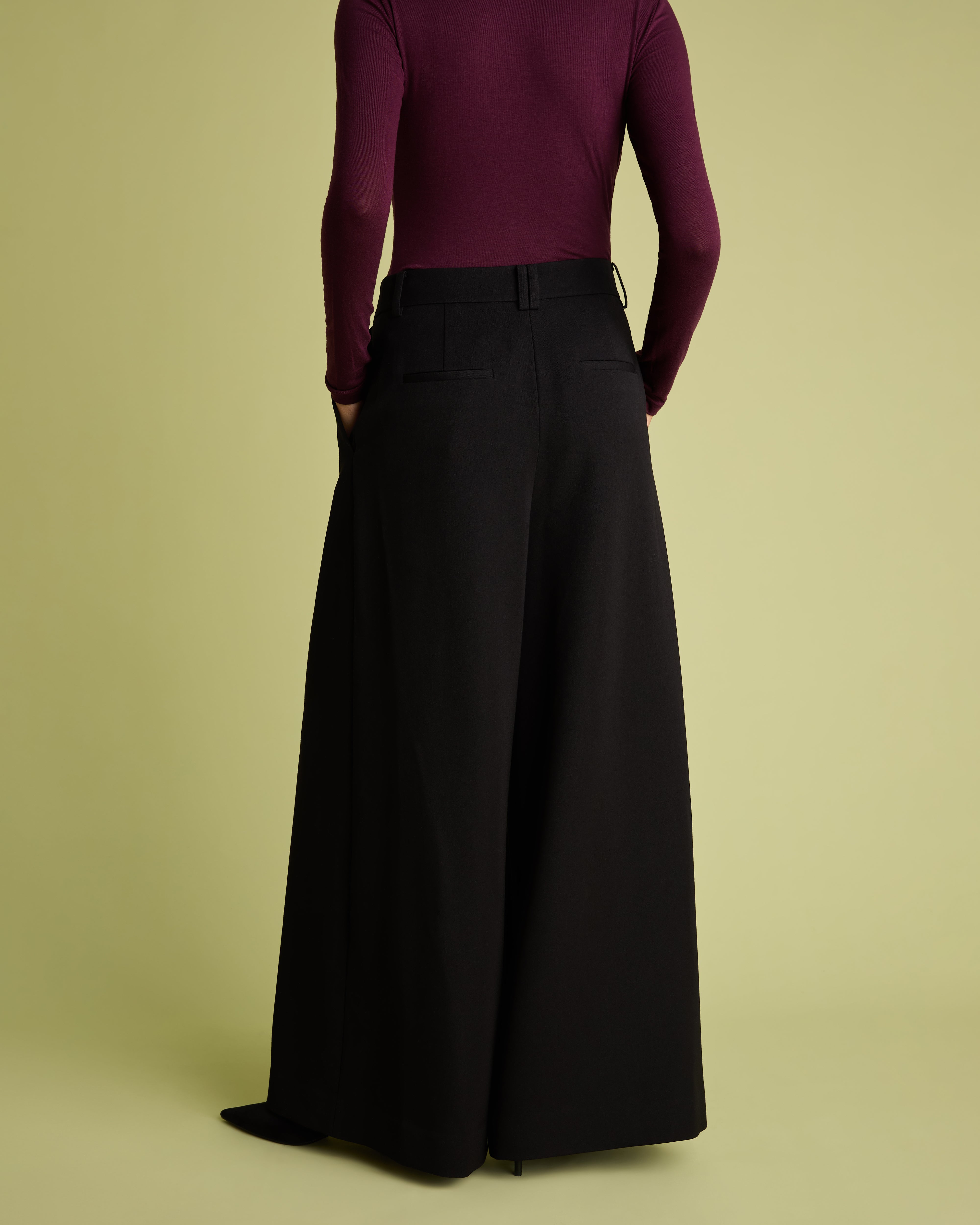 Black Wide Leg Crepe Tailored Trousers