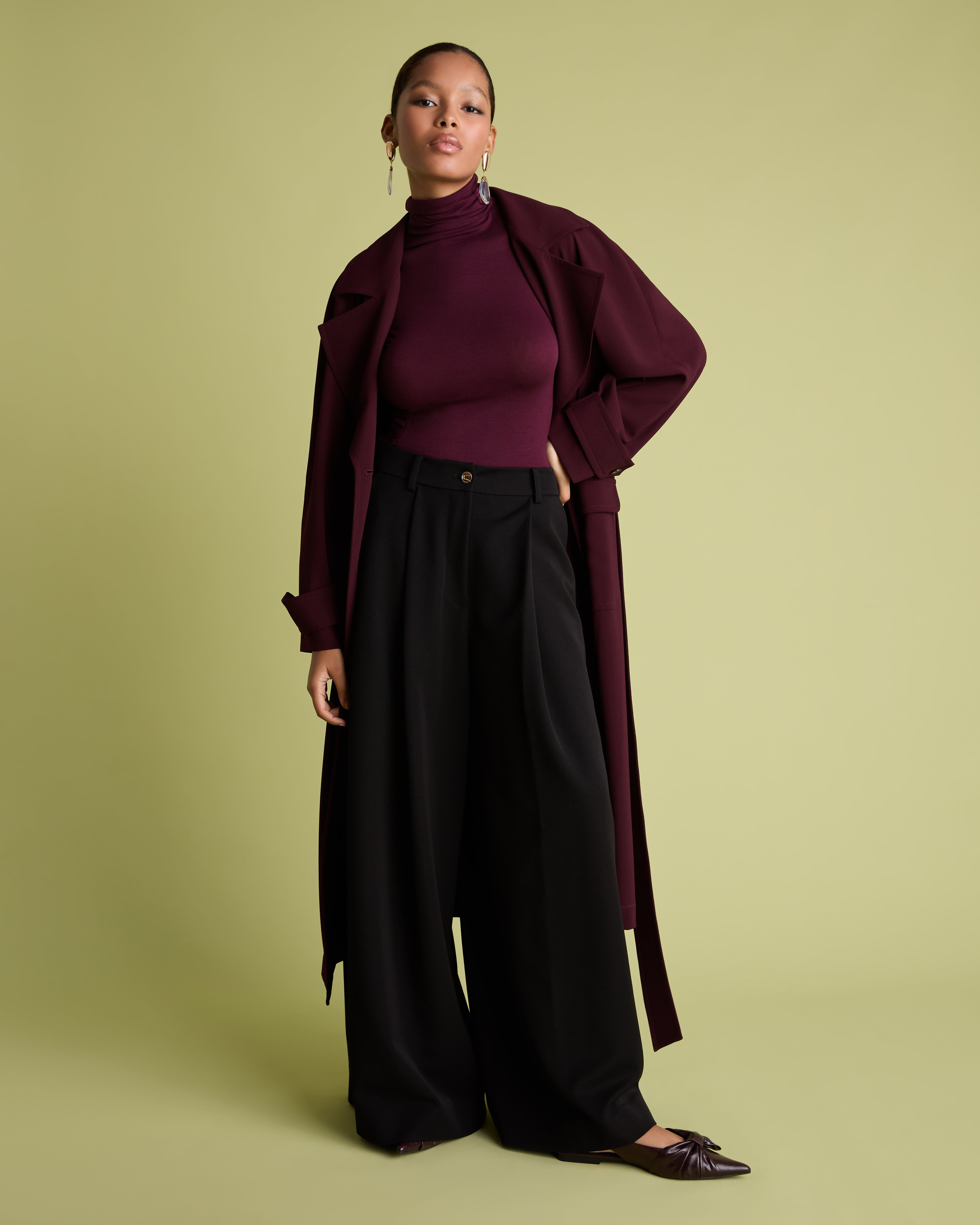 Black Wide Leg Crepe Tailored Trousers