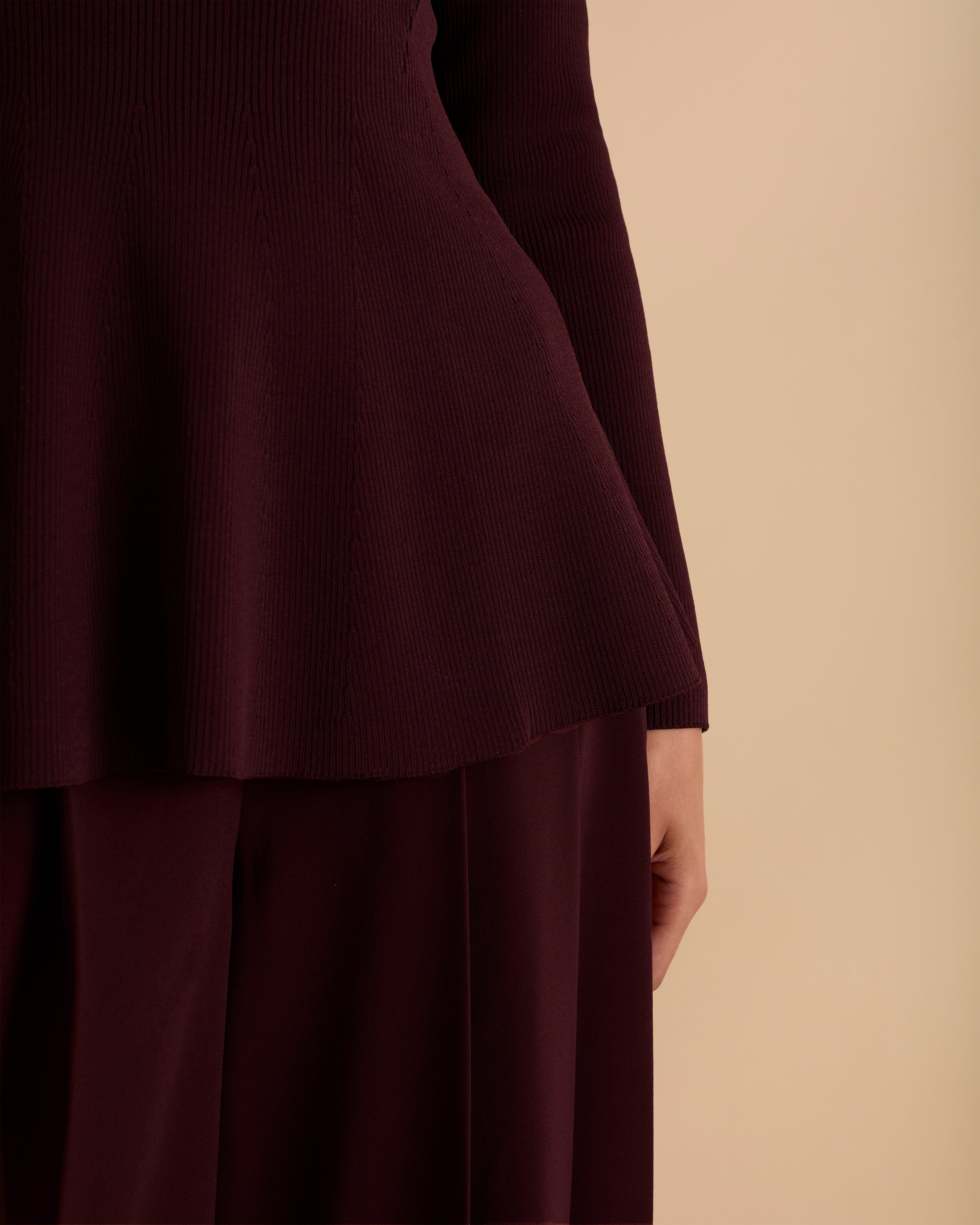 Rib Knit Detail Peplum Jumper