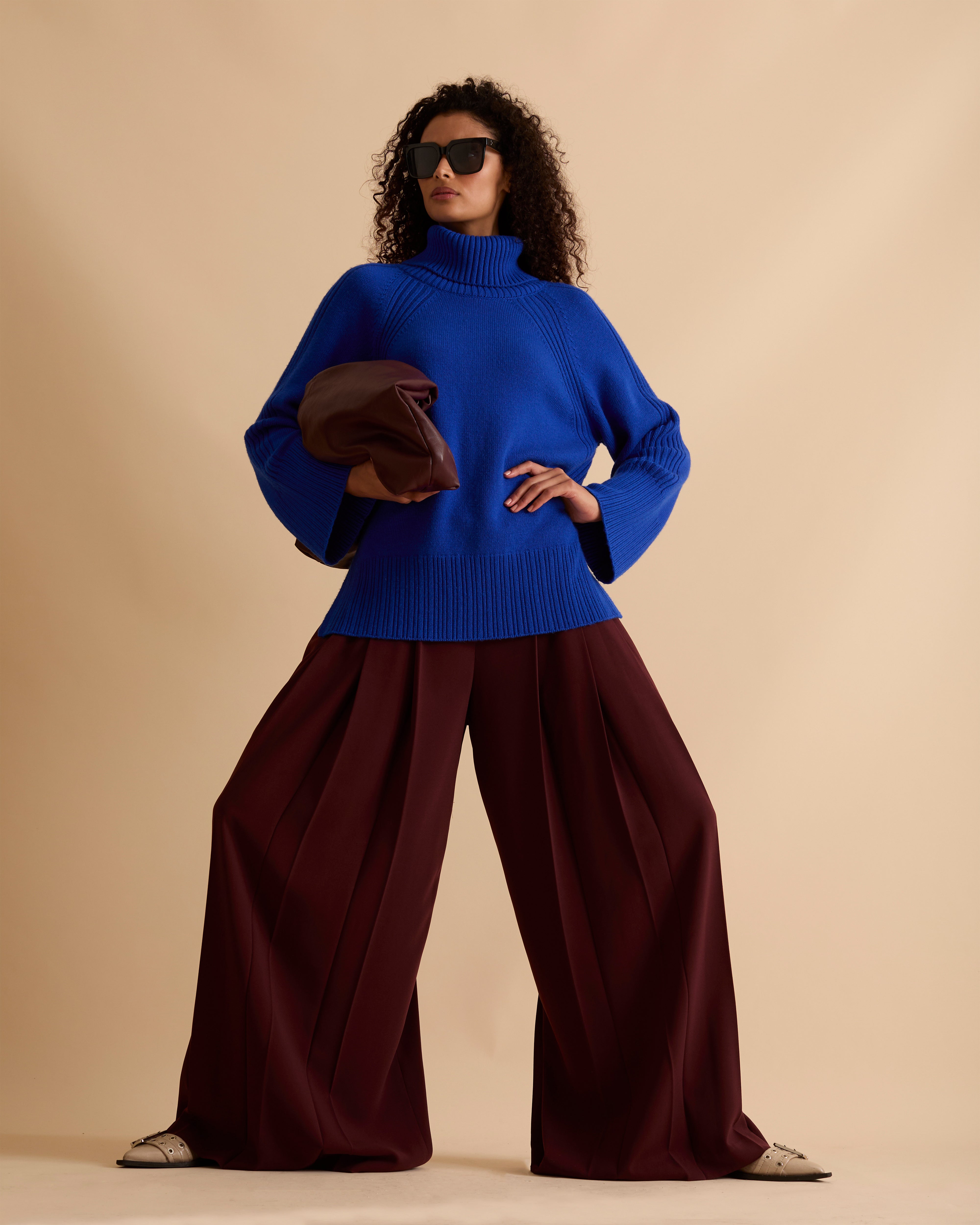 Deep Pleat Wide Leg Trousers